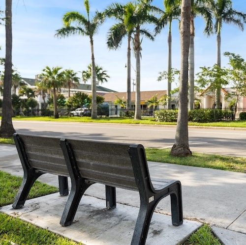 Bench On A Street In Downtown Venice, Florida
