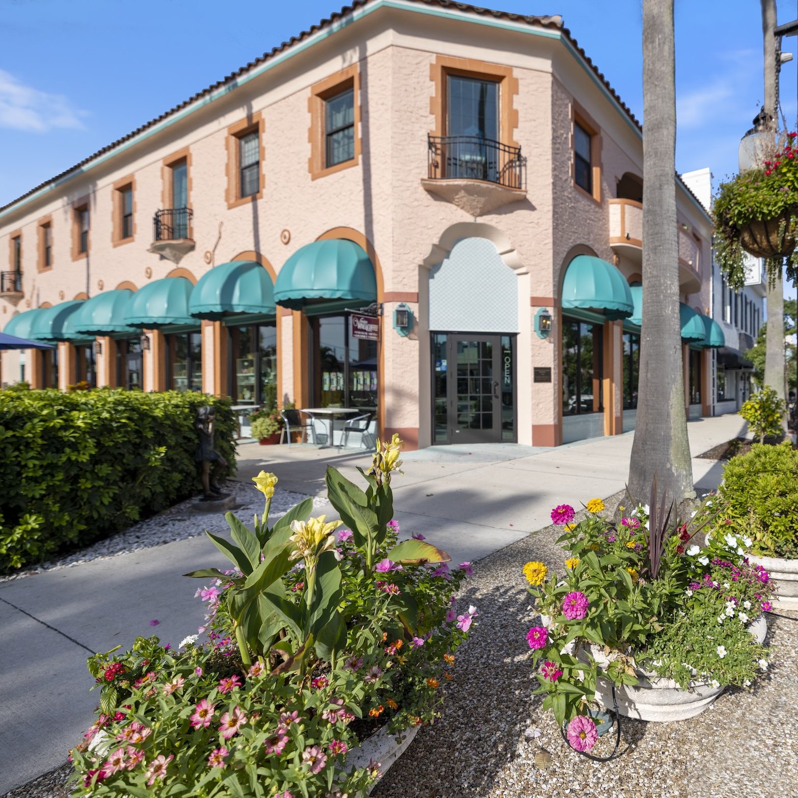Flowerpots On A Street In Downtown Venice, Fl